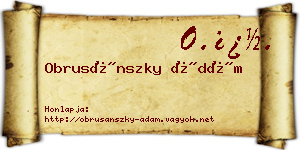 Obrusánszky Ádám névjegykártya